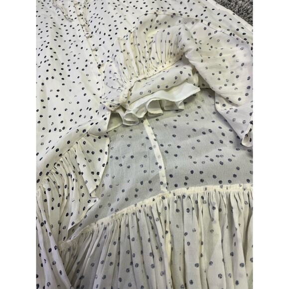 Rails Frida Speckled Dot High-Low Midi Slip Dress, Womens M, White/Black Ruffles - Picture 11 of 16
